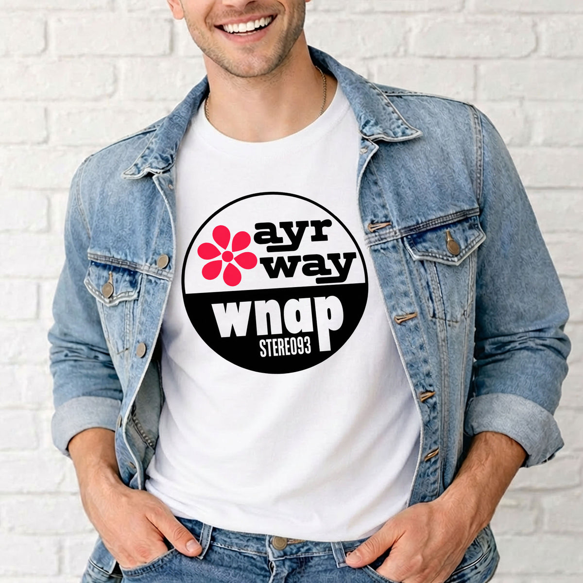 T-Shirt — Vintage 'ayr way wnap' Retro Logo Tee (Flower Graphic)