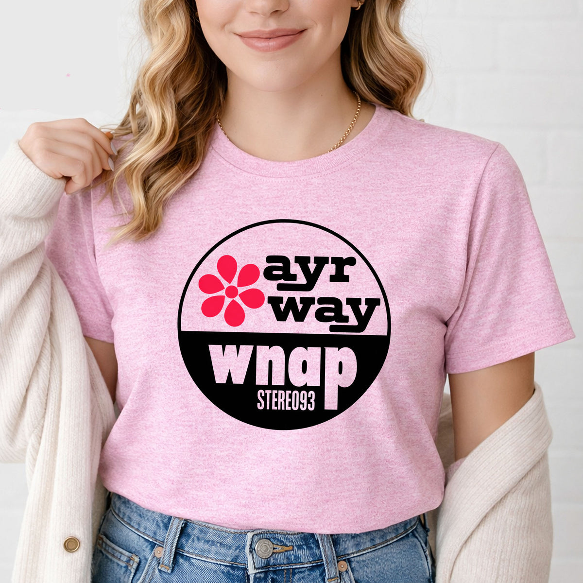 T-Shirt — Vintage 'ayr way wnap' Retro Logo Tee (Flower Graphic)