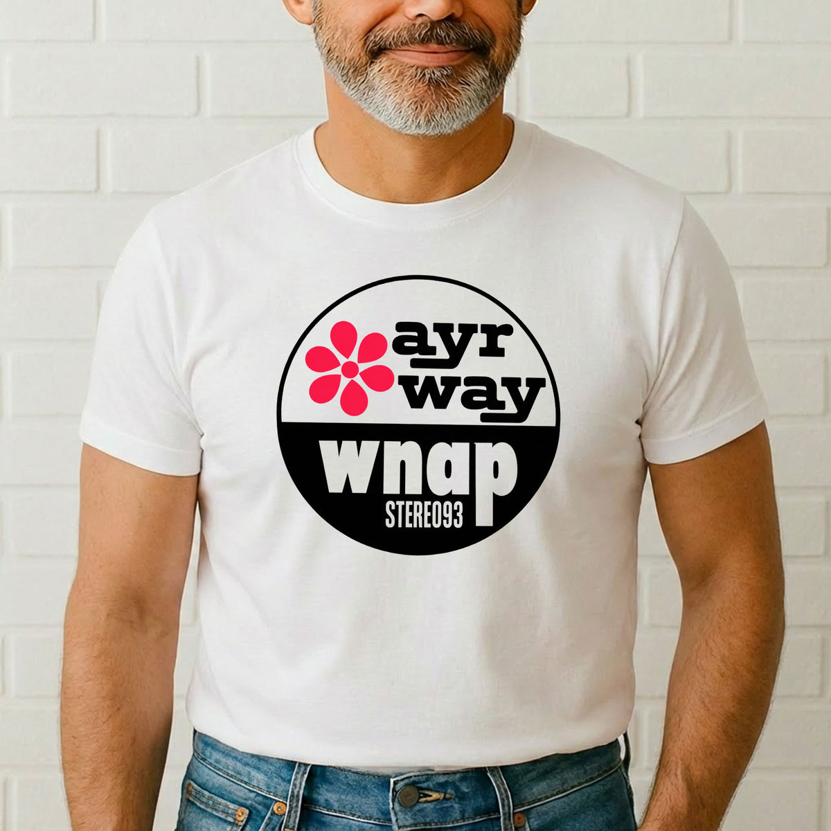 T-Shirt — Vintage 'ayr way wnap' Retro Logo Tee (Flower Graphic)