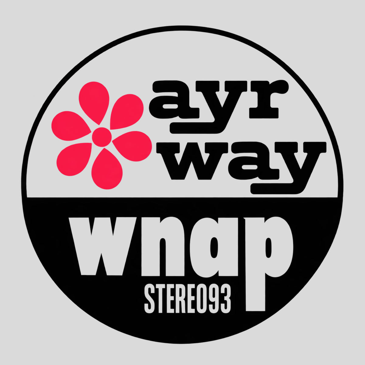 Vintage Ayr-Way and WNAP Stereo 93 circular Indianapolis graphic featuring the Ayr-Way flower logo and classic WNAP radio station lettering.