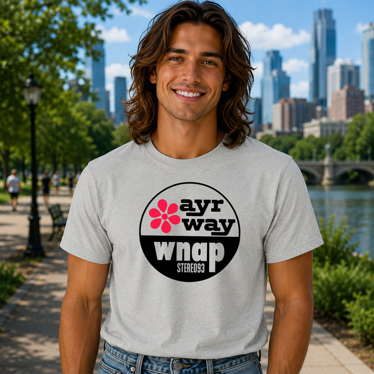 T-Shirt — Vintage 'ayr way wnap' Retro Logo Tee (Flower Graphic)