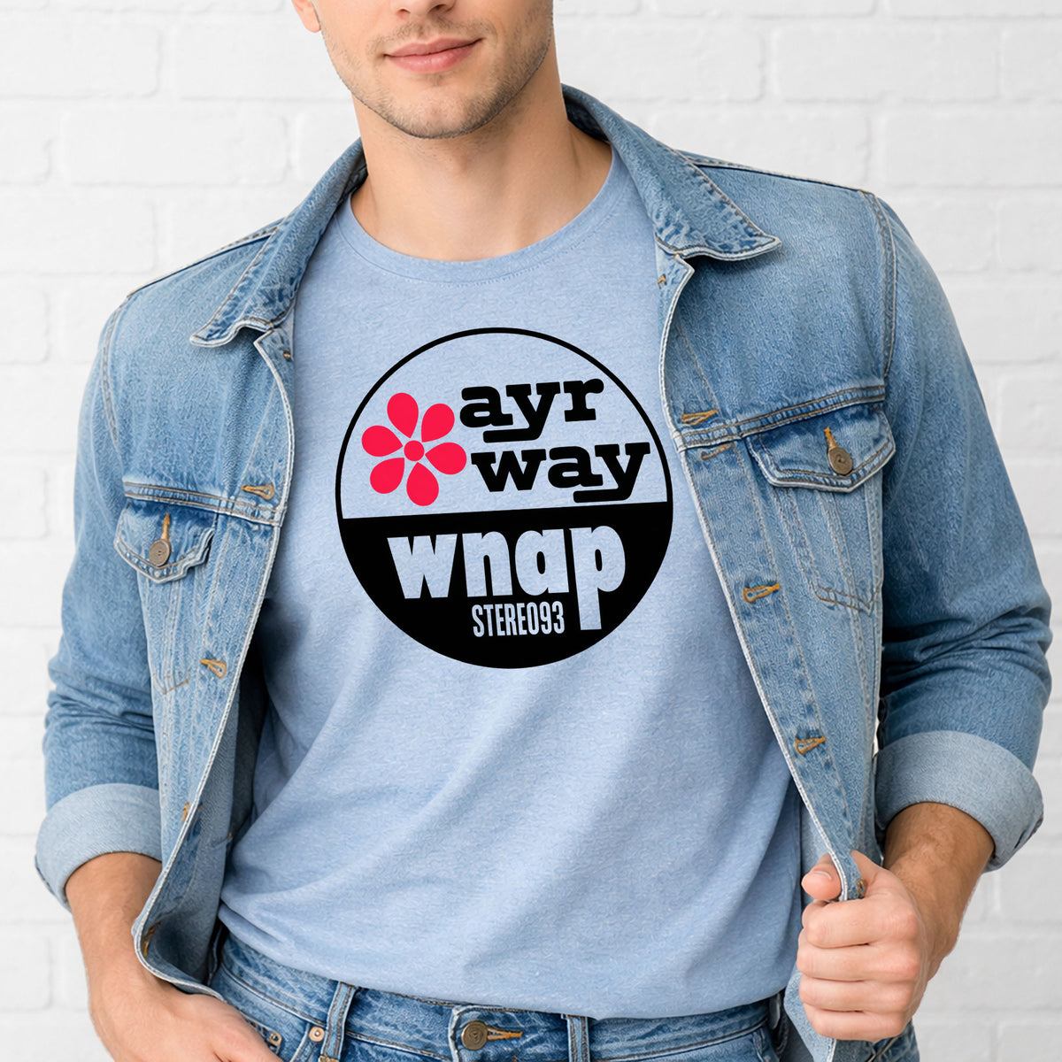 T-Shirt — Vintage 'ayr way wnap' Retro Logo Tee (Flower Graphic)