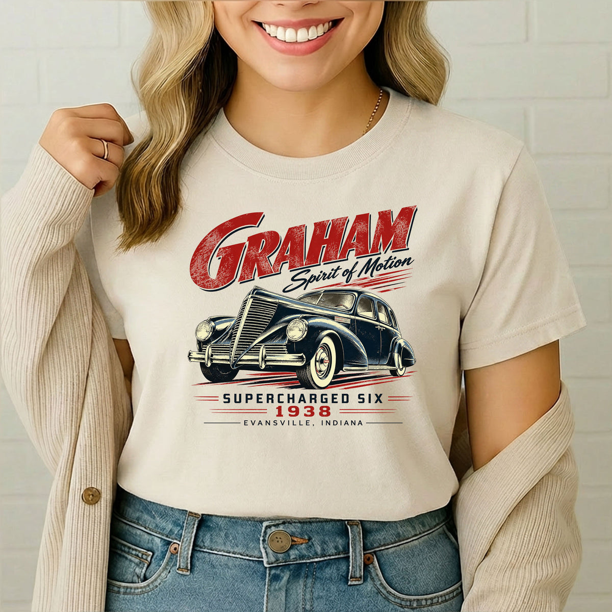1938 Graham Supercharged Six – Evansville Indiana Gildan 5000 T-Shirt