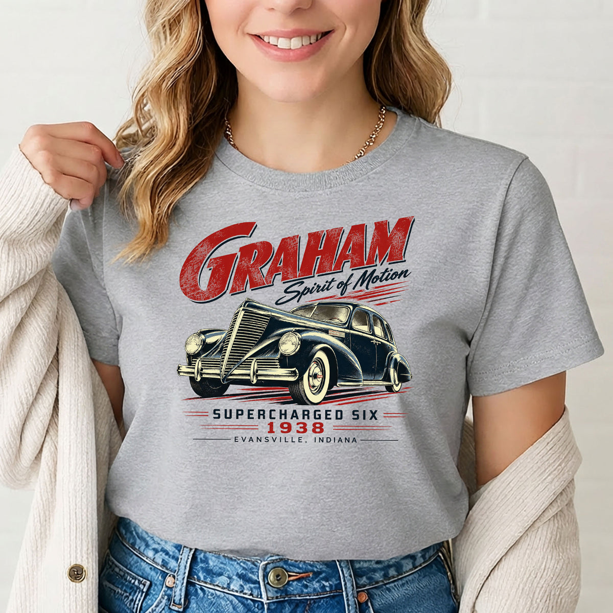1938 Graham Supercharged Six – Evansville Indiana Gildan 5000 T-Shirt
