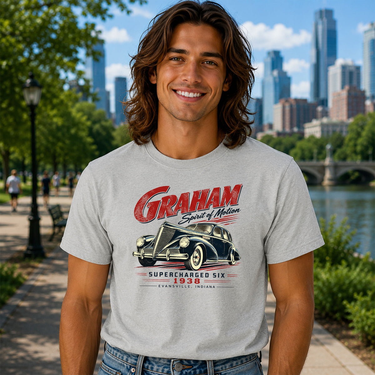 1938 Graham Supercharged Six – Evansville Indiana Gildan 5000 T-Shirt
