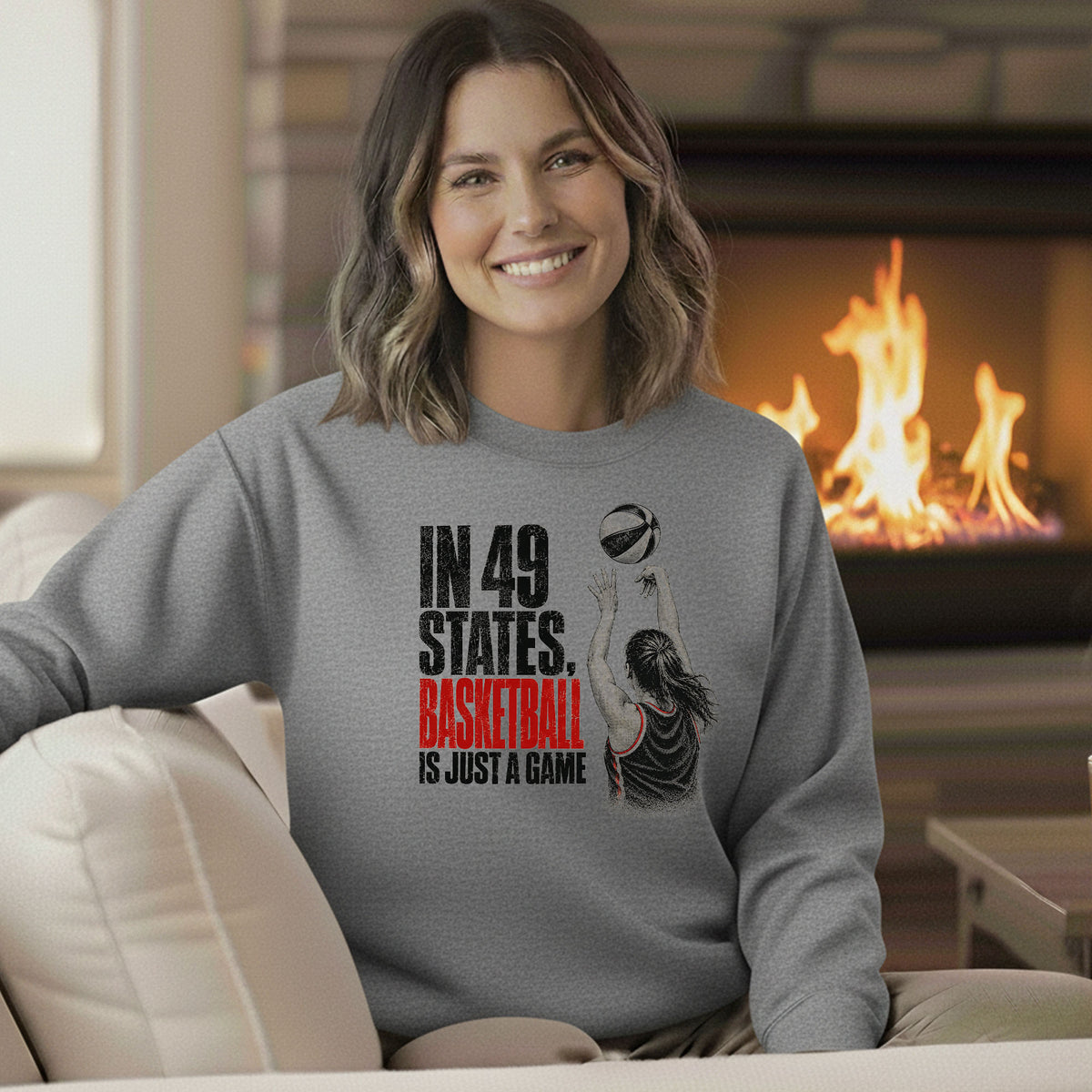 In 49 States Basketball Is Just a Game – Indiana Basketball Gildan 18000 Sweatshirt