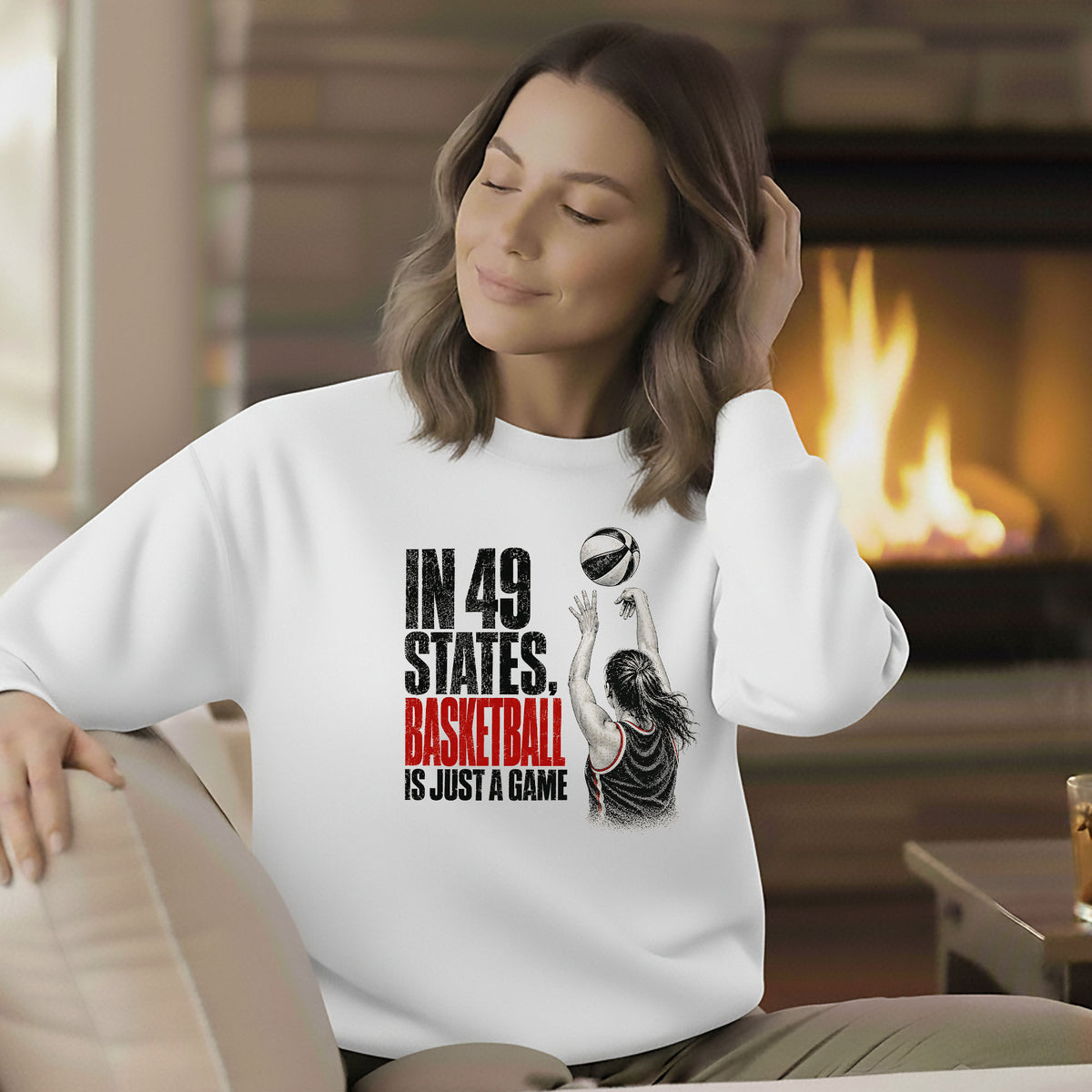 In 49 States Basketball Is Just a Game – Indiana Basketball Gildan 18000 Sweatshirt