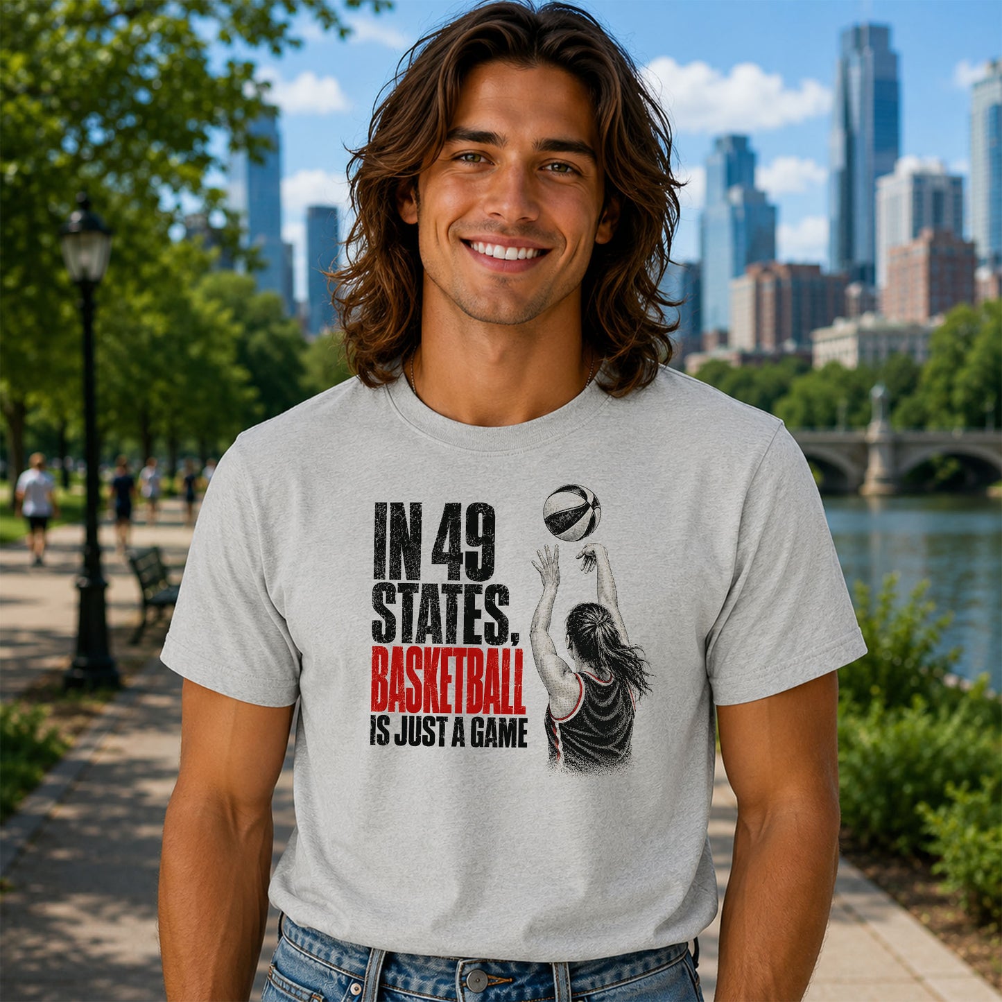In 49 States Basketball Is Just a Game – Indiana Basketball Gildan 5000 T-Shirt