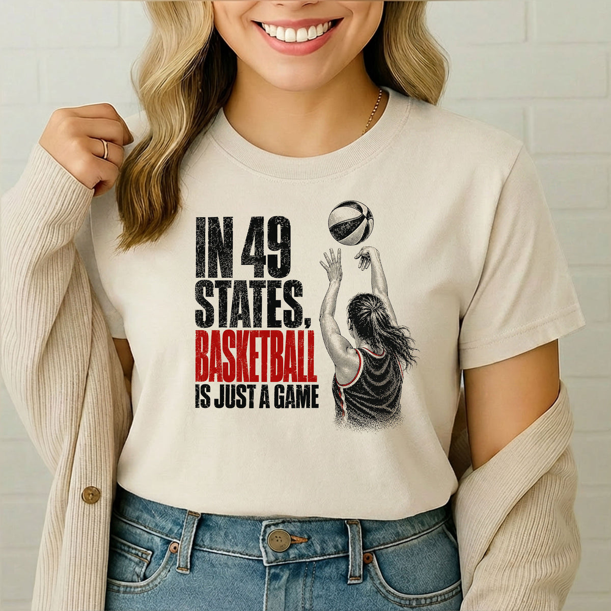 In 49 States Basketball Is Just a Game – Indiana Basketball Gildan 5000 T-Shirt