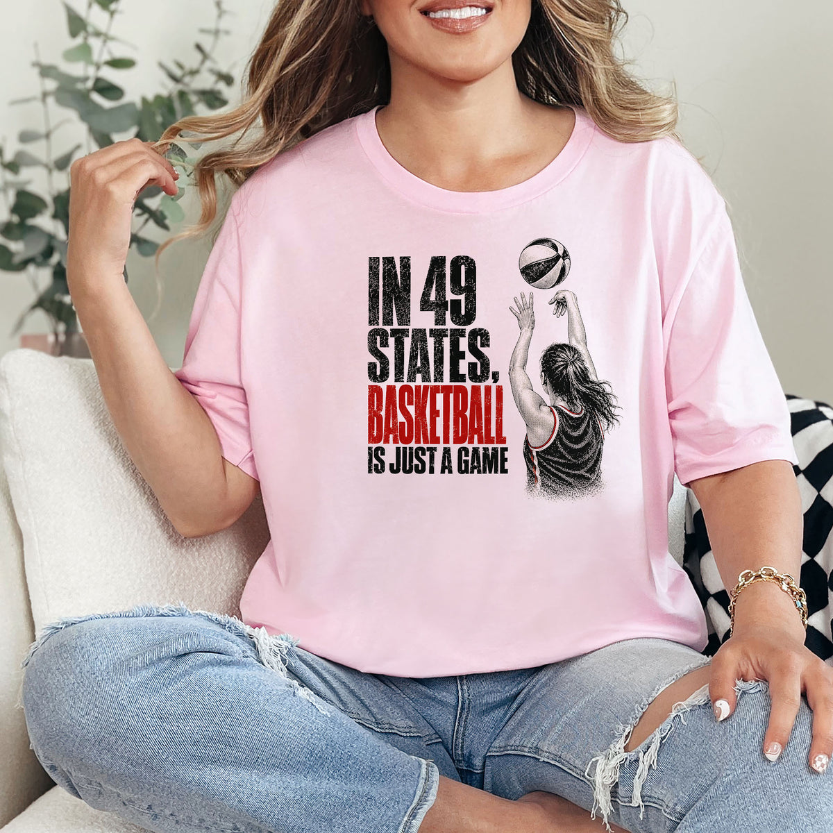 In 49 States Basketball Is Just a Game – Indiana Basketball Gildan 5000 T-Shirt