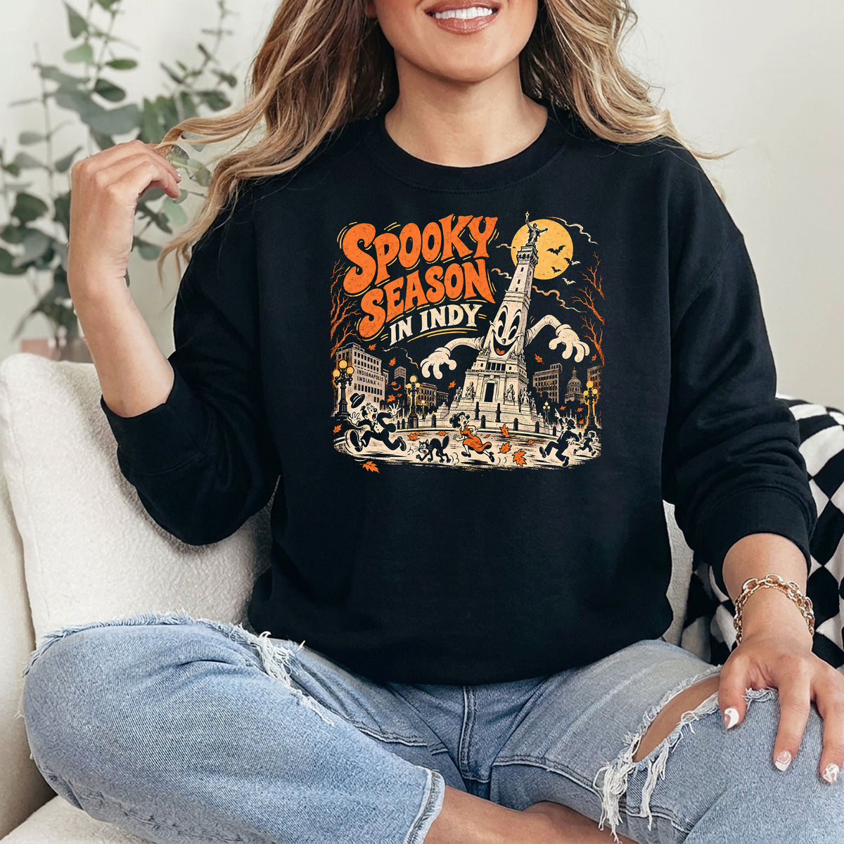 Spooky Season in Indy – Indianapolis Halloween Gildan 18000 Sweatshirt