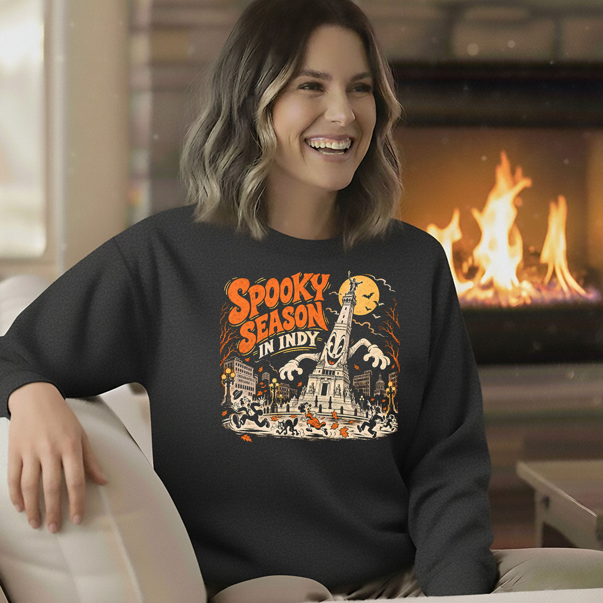 Spooky Season in Indy – Indianapolis Halloween Gildan 18000 Sweatshirt