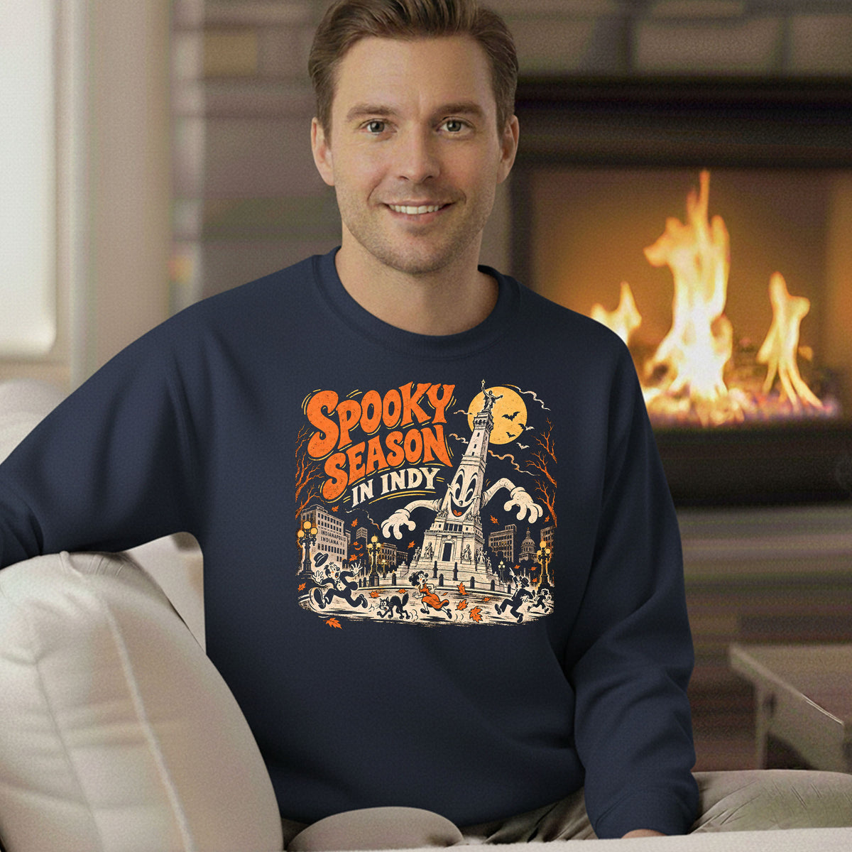 Spooky Season in Indy – Indianapolis Halloween Gildan 18000 Sweatshirt