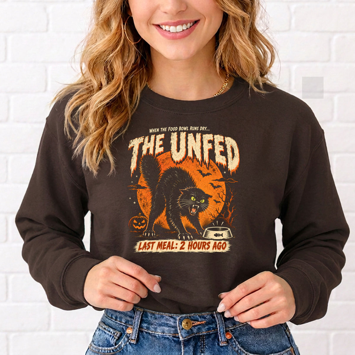 The Unfed – Funny Black Cat Halloween Gildan 18000 Sweatshirt