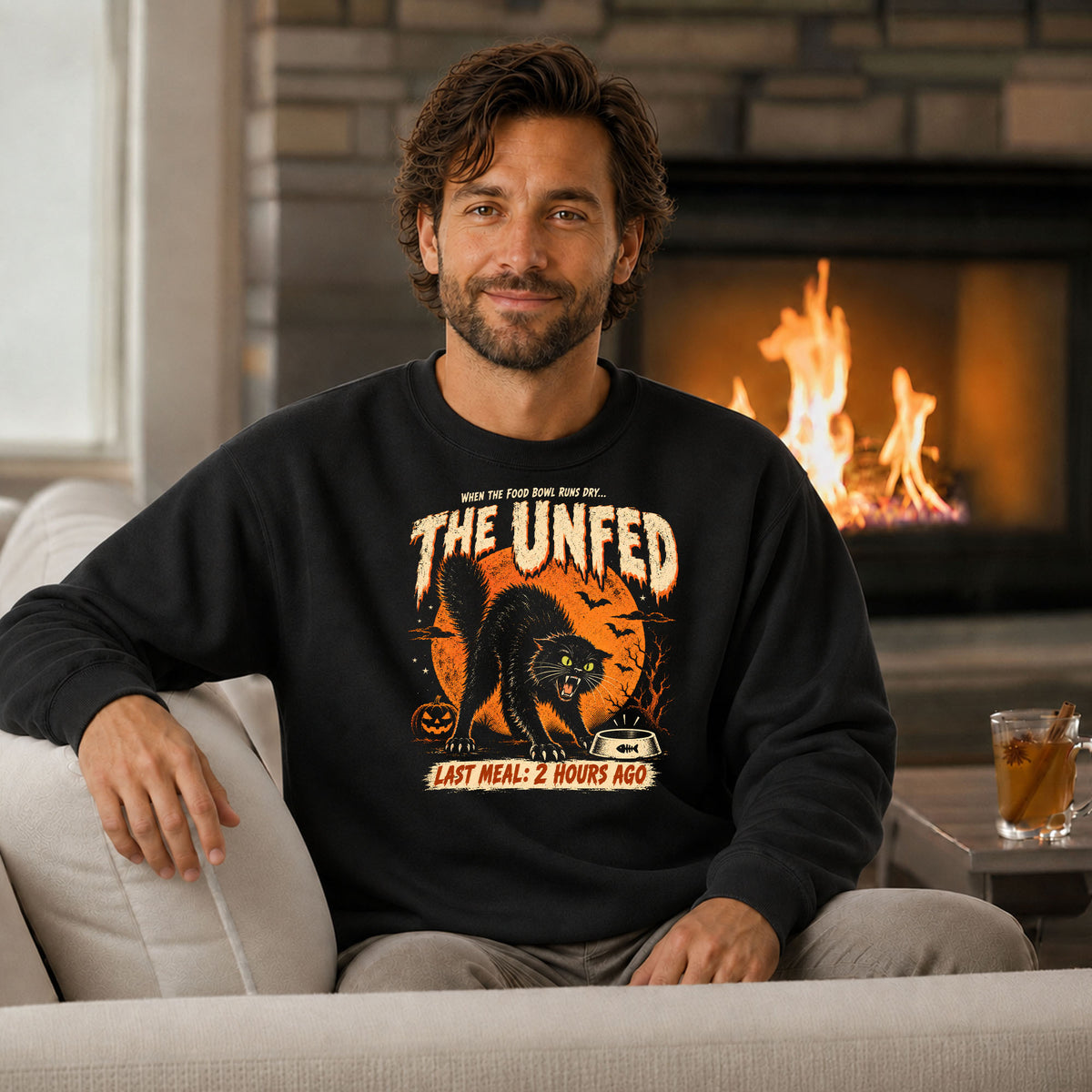 The Unfed – Funny Black Cat Halloween Gildan 18000 Sweatshirt
