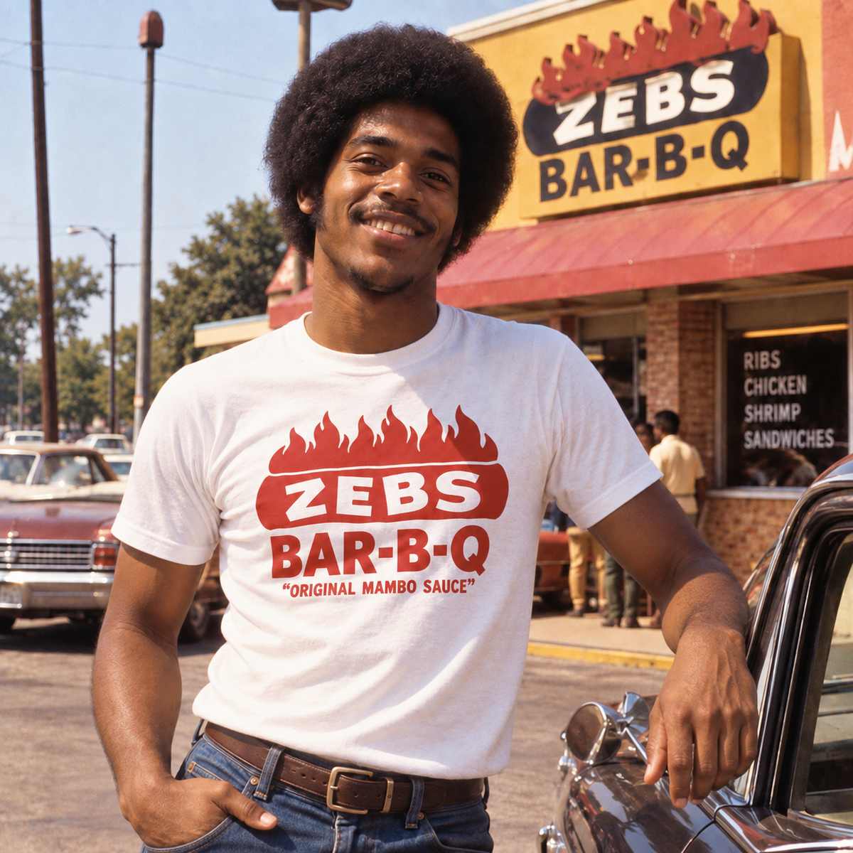 Zebs Bar-B-Q Original Mambo Sauce – Vintage Indianapolis Gildan 5000 T-Shirt